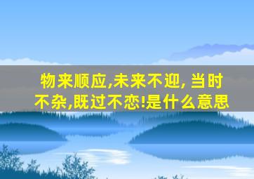 物来顺应,未来不迎, 当时不杂,既过不恋!是什么意思